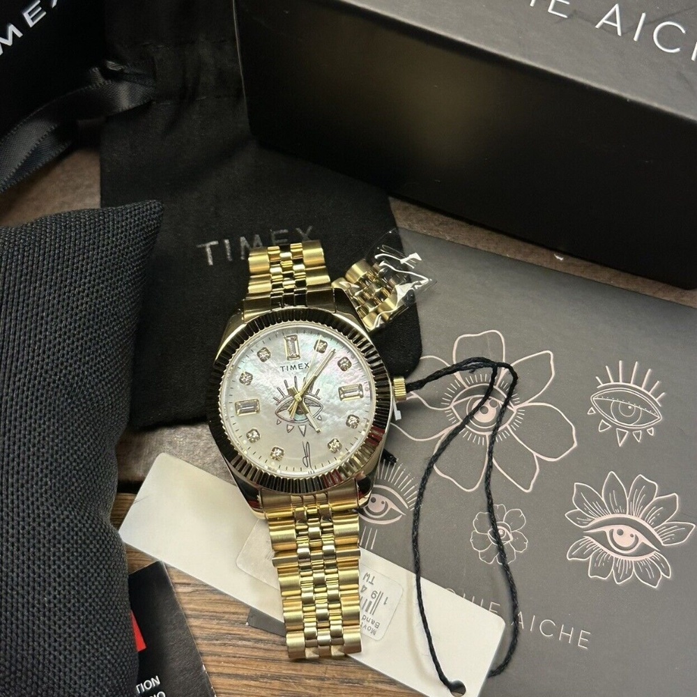 Timex x Jacquie Aiche Mother of PEARL Intuition Eye Watch 36mm Gold Legacy